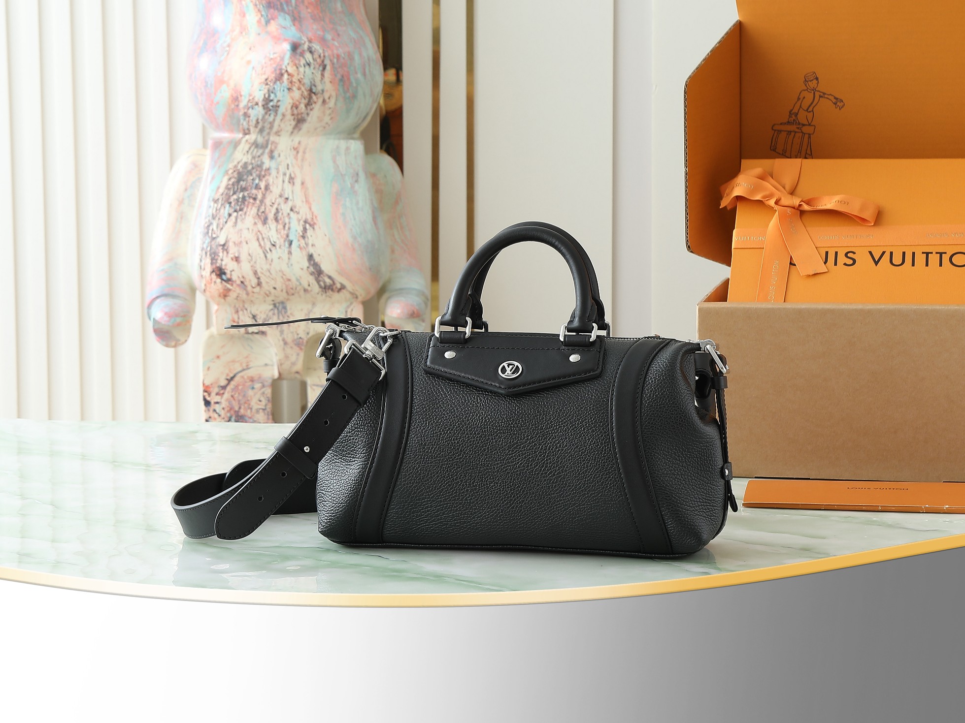 Lv Biker Pm Handbag H27 Black Lambskin Leather M14514