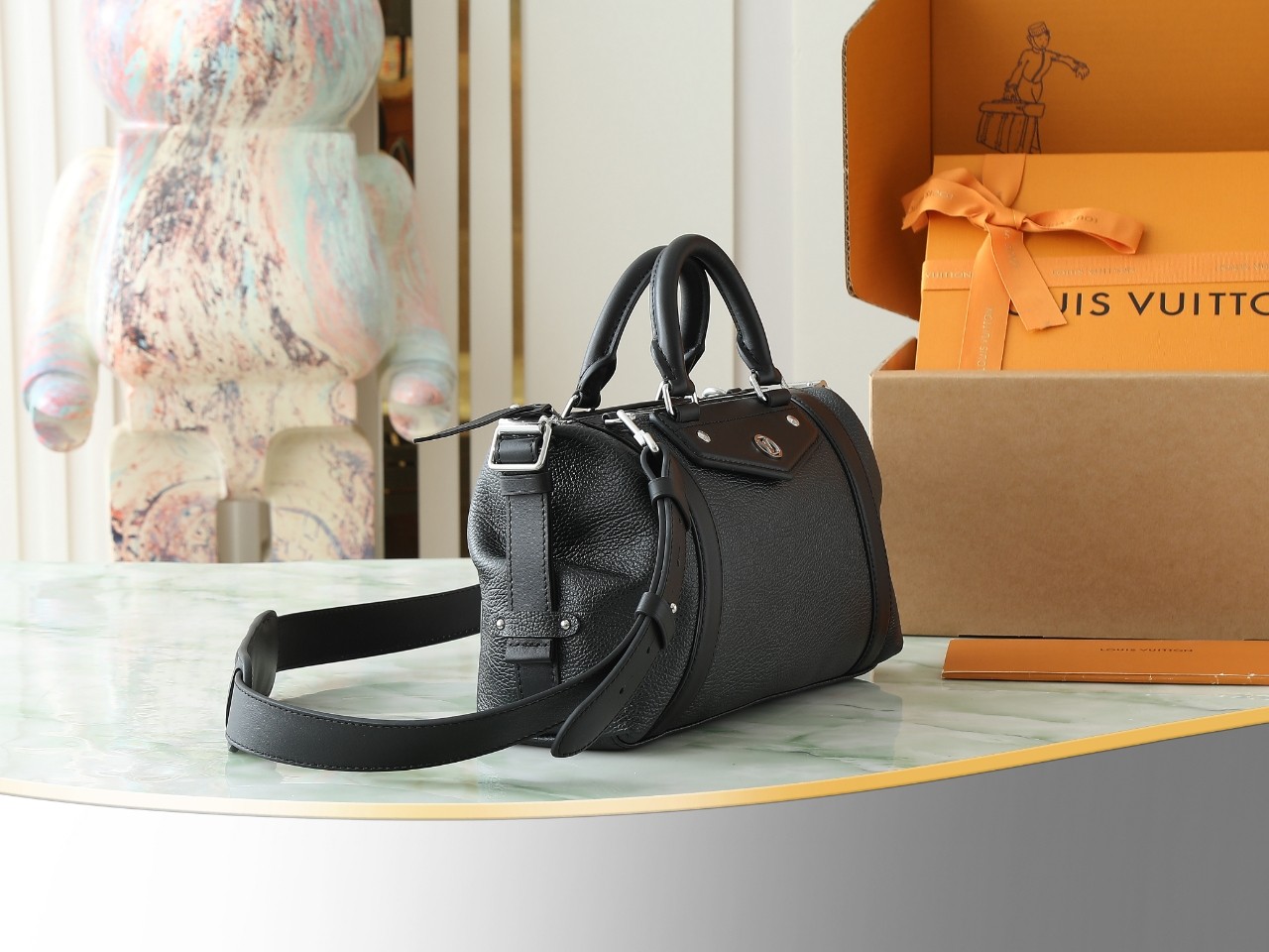 Lv Biker Pm Handbag H27 Black Lambskin Leather M14514