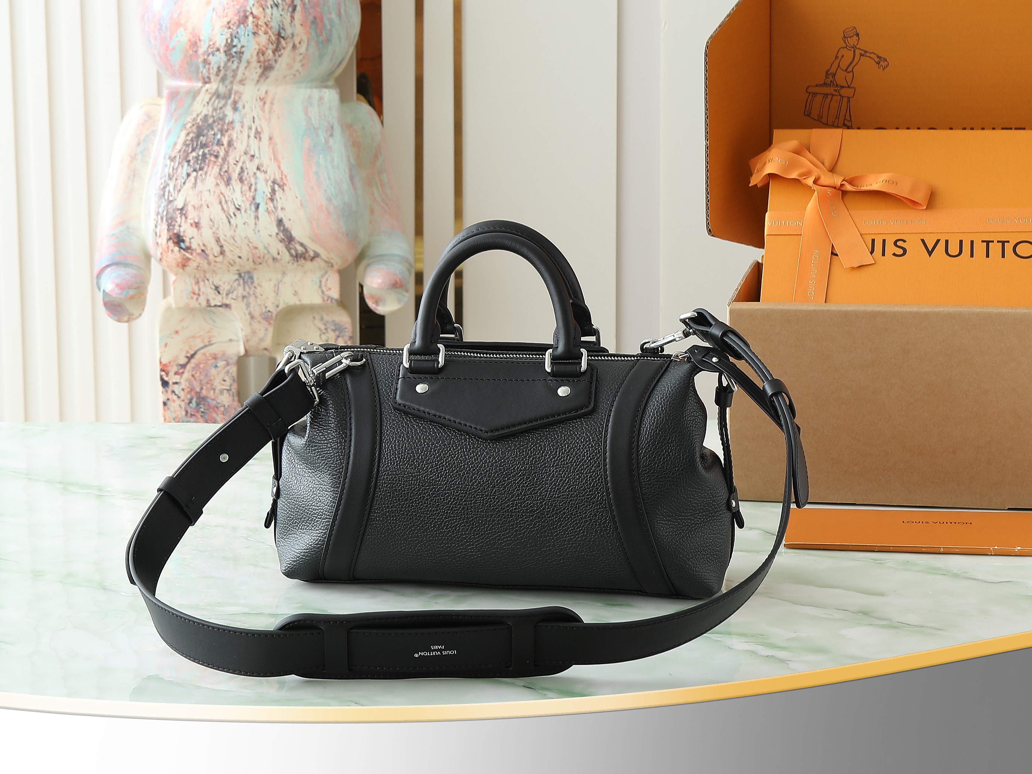 Lv Biker Pm Handbag H27 Black Lambskin Leather M14514