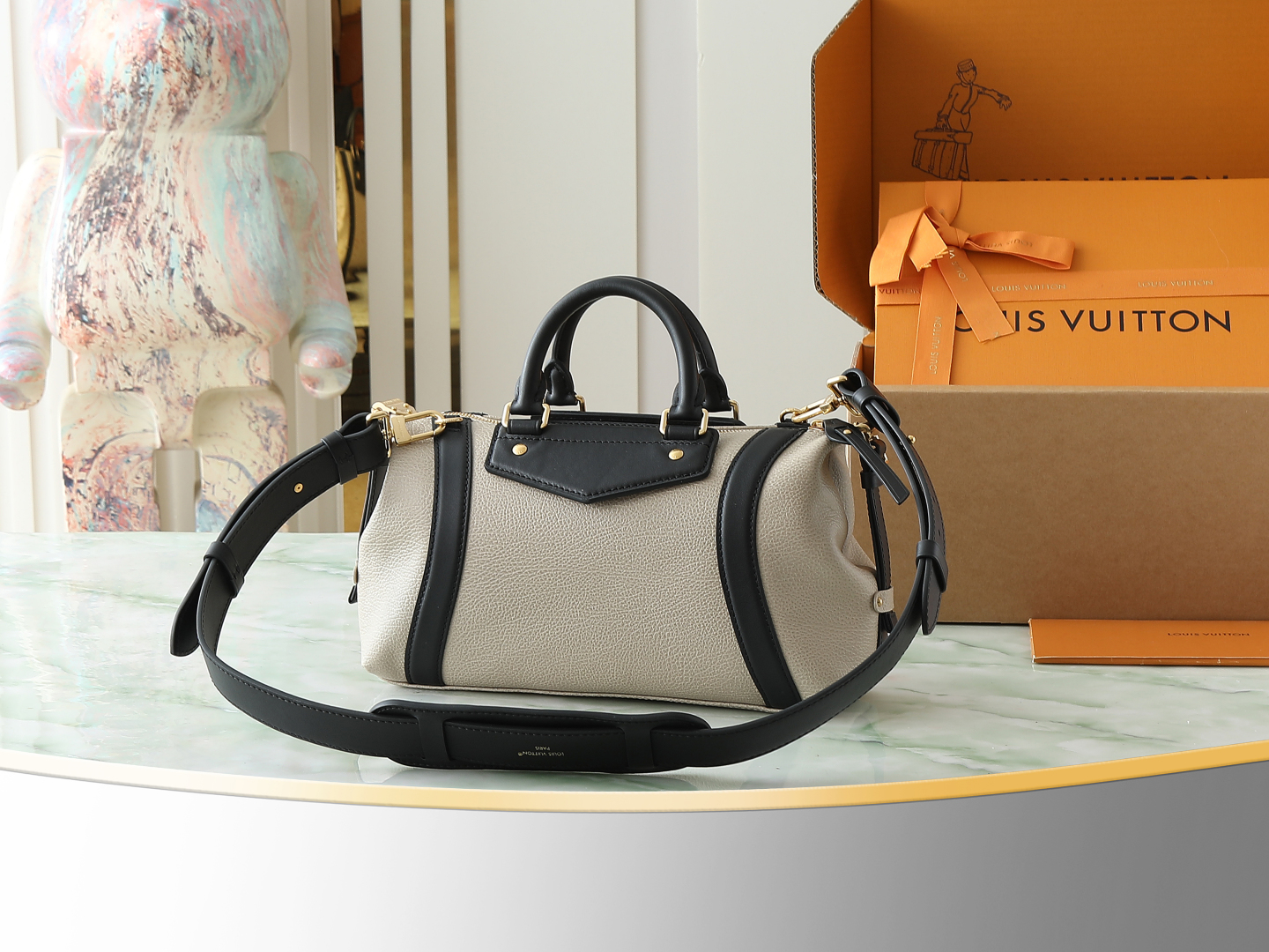 Lv Biker Pm Handbag H27 Grey Lambskin Leather M14514