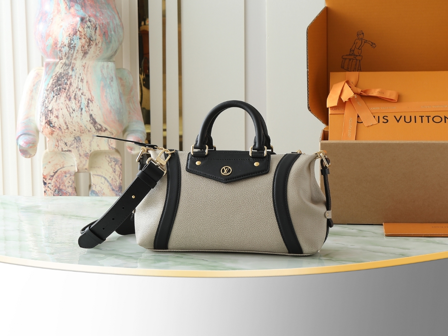 Lv Biker Pm Handbag H27 Grey Lambskin Leather M14514