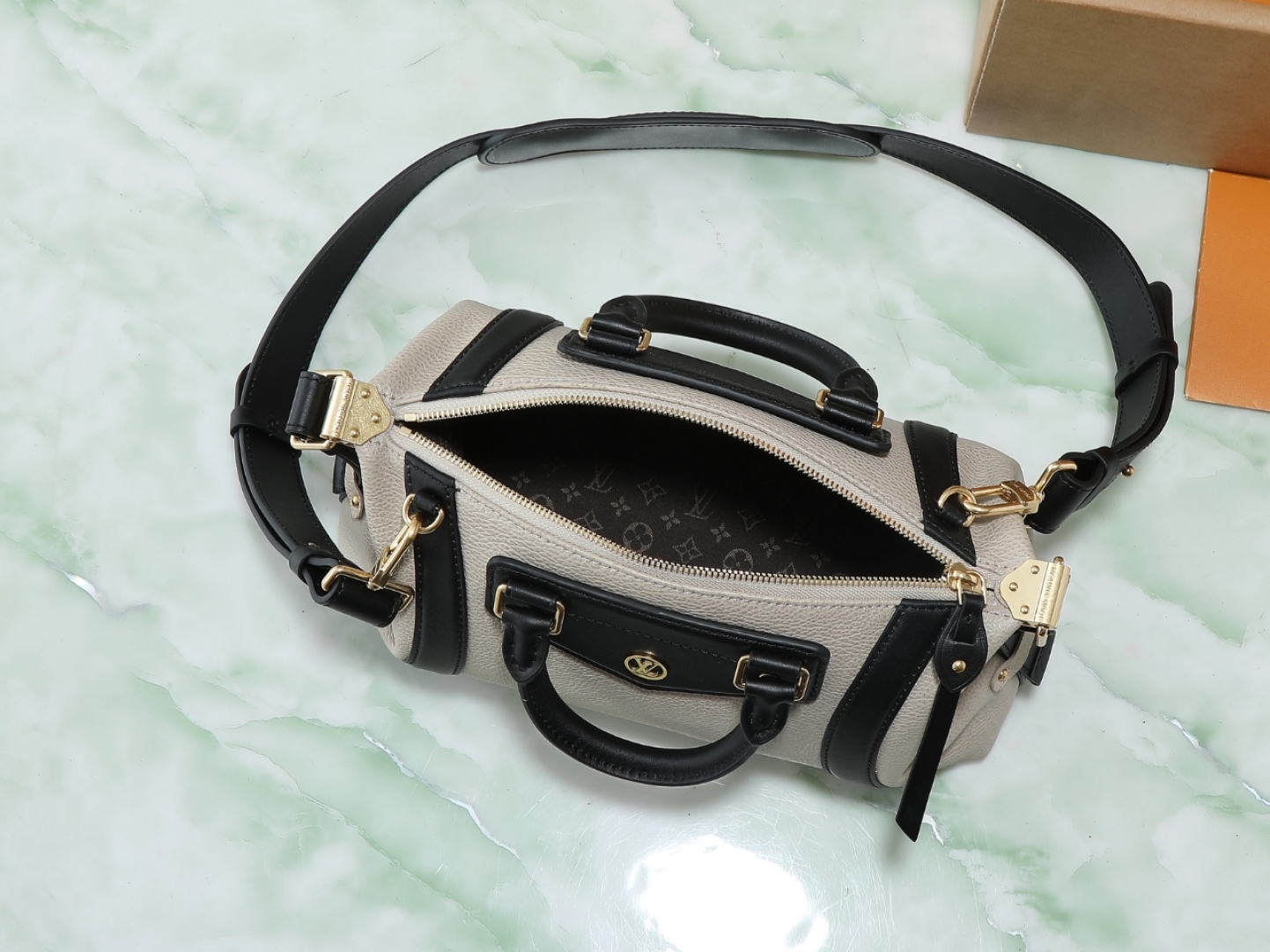 Lv Biker Pm Handbag H27 Grey Lambskin Leather M14514