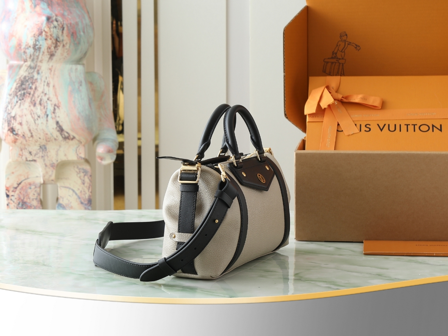 Lv Biker Pm Handbag H27 Grey Lambskin Leather M14514