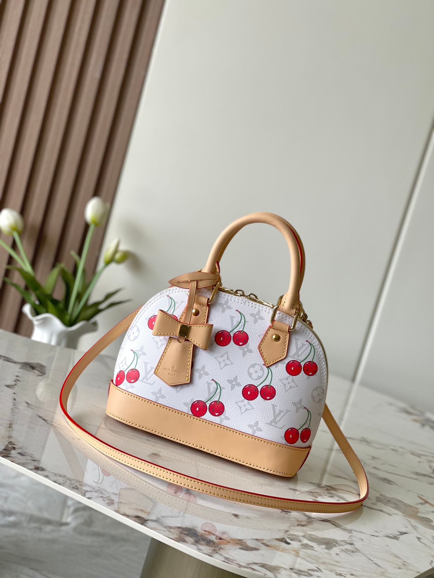 Lv X Tm Alma Bb Handbags Monogram Cherry White M14234