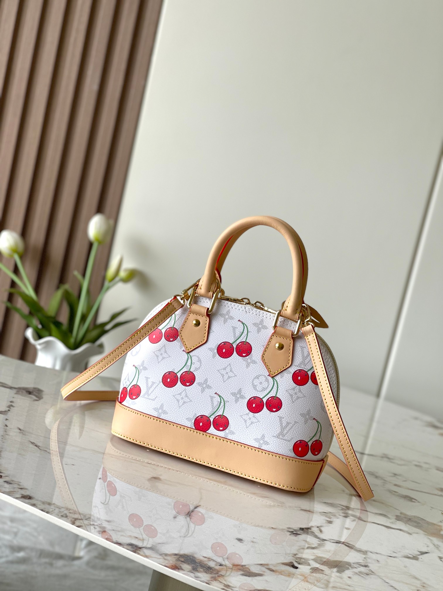 Lv X Tm Alma Bb Handbags Monogram Cherry White M14234