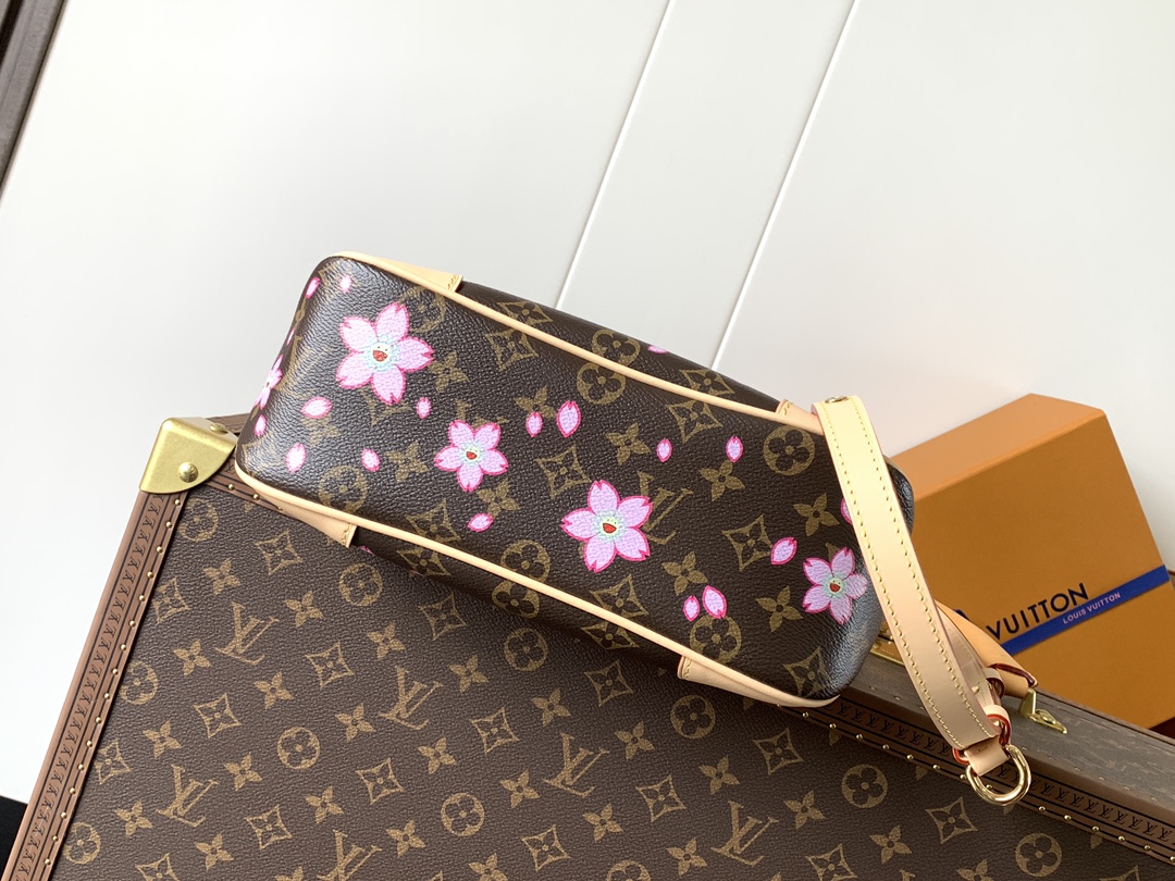 Lv X Tm Boulogne Pm Bag Sakura Brown Cherry Blossom Monogram M13265