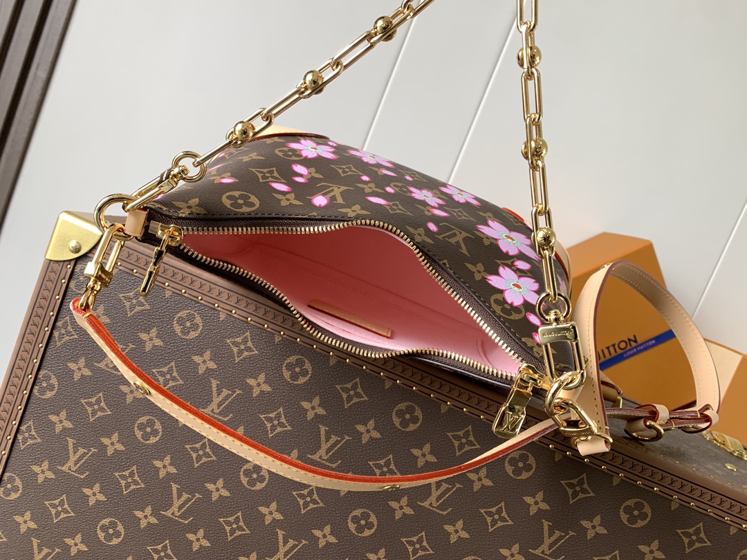 Lv X Tm Boulogne Pm Bag Sakura Brown Cherry Blossom Monogram M13265