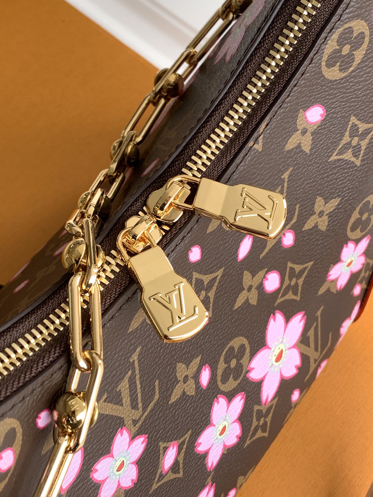 Lv X Tm Boulogne Pm Bag Sakura Brown Cherry Blossom Monogram M13265