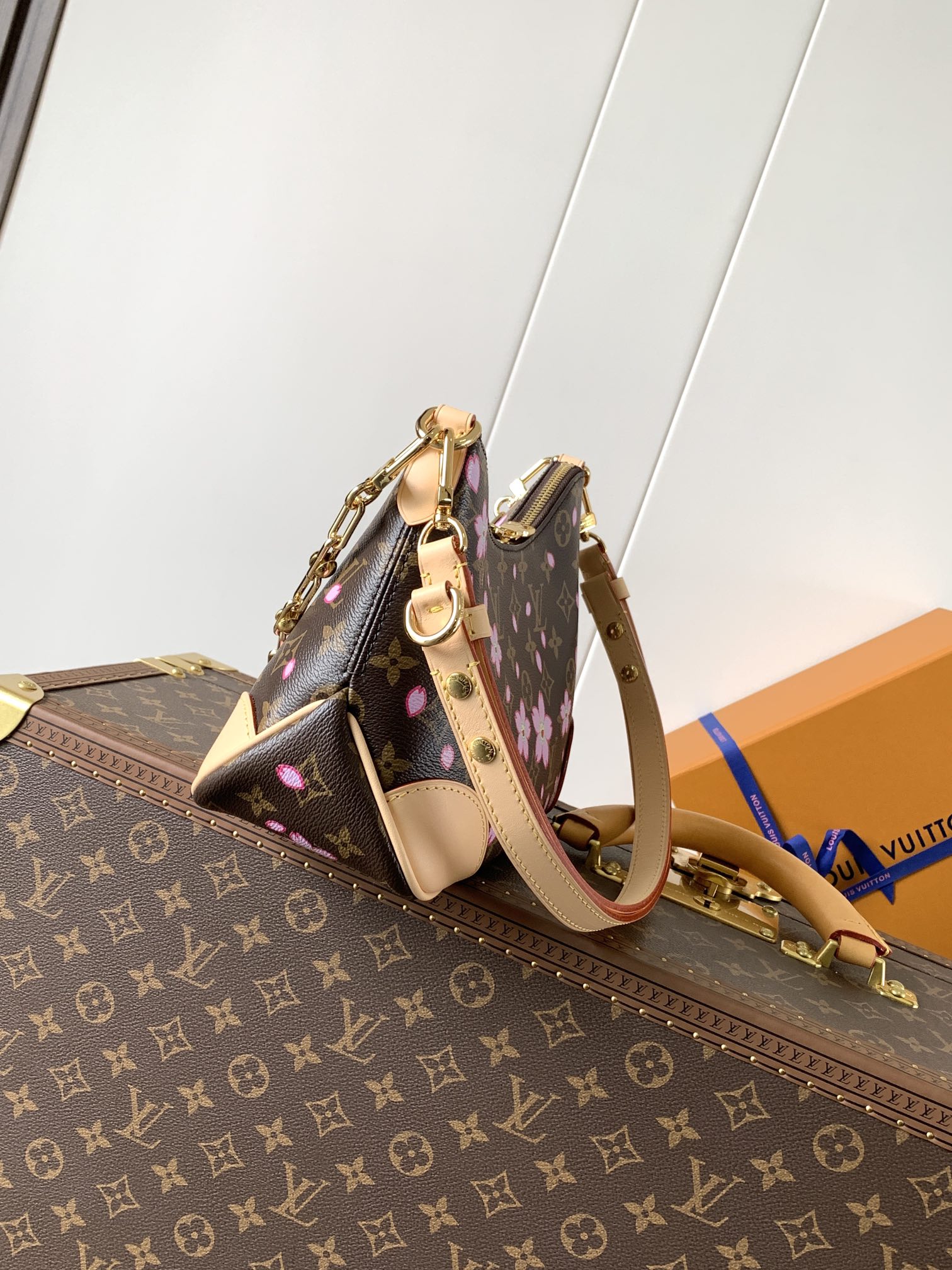 Lv X Tm Boulogne Pm Bag Sakura Brown Cherry Blossom Monogram M13265