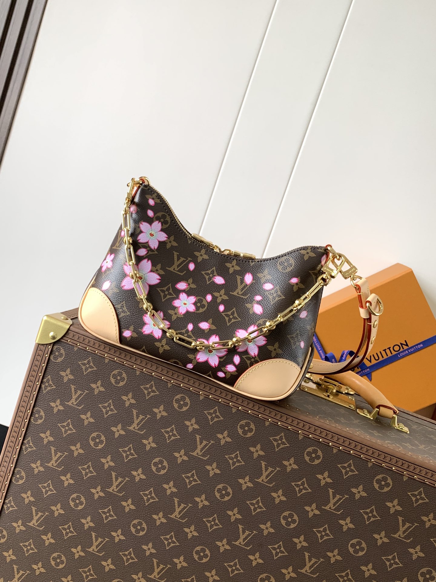Lv X Tm Boulogne Pm Bag Sakura Brown Cherry Blossom Monogram M13265