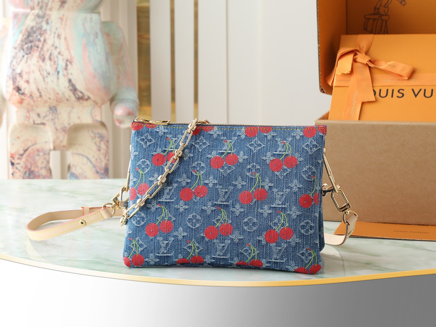 Lv X Tm Coussin Pm Bag Monogram Cherry Denim M14978
