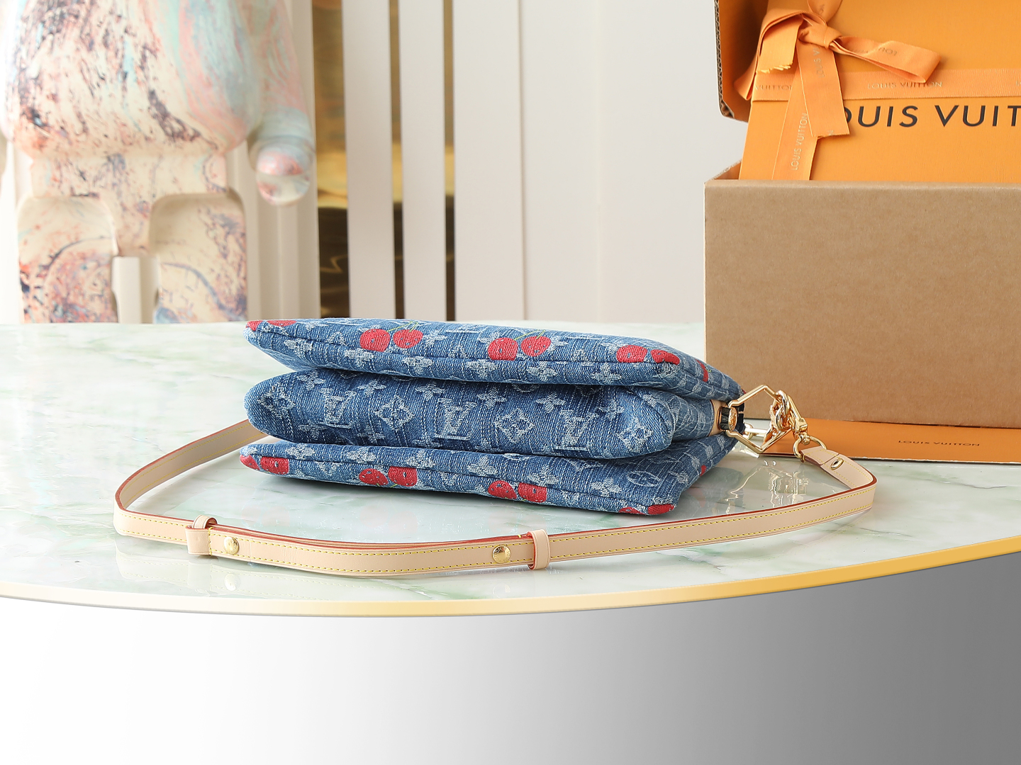 Lv X Tm Coussin Pm Bag Monogram Cherry Denim M14978