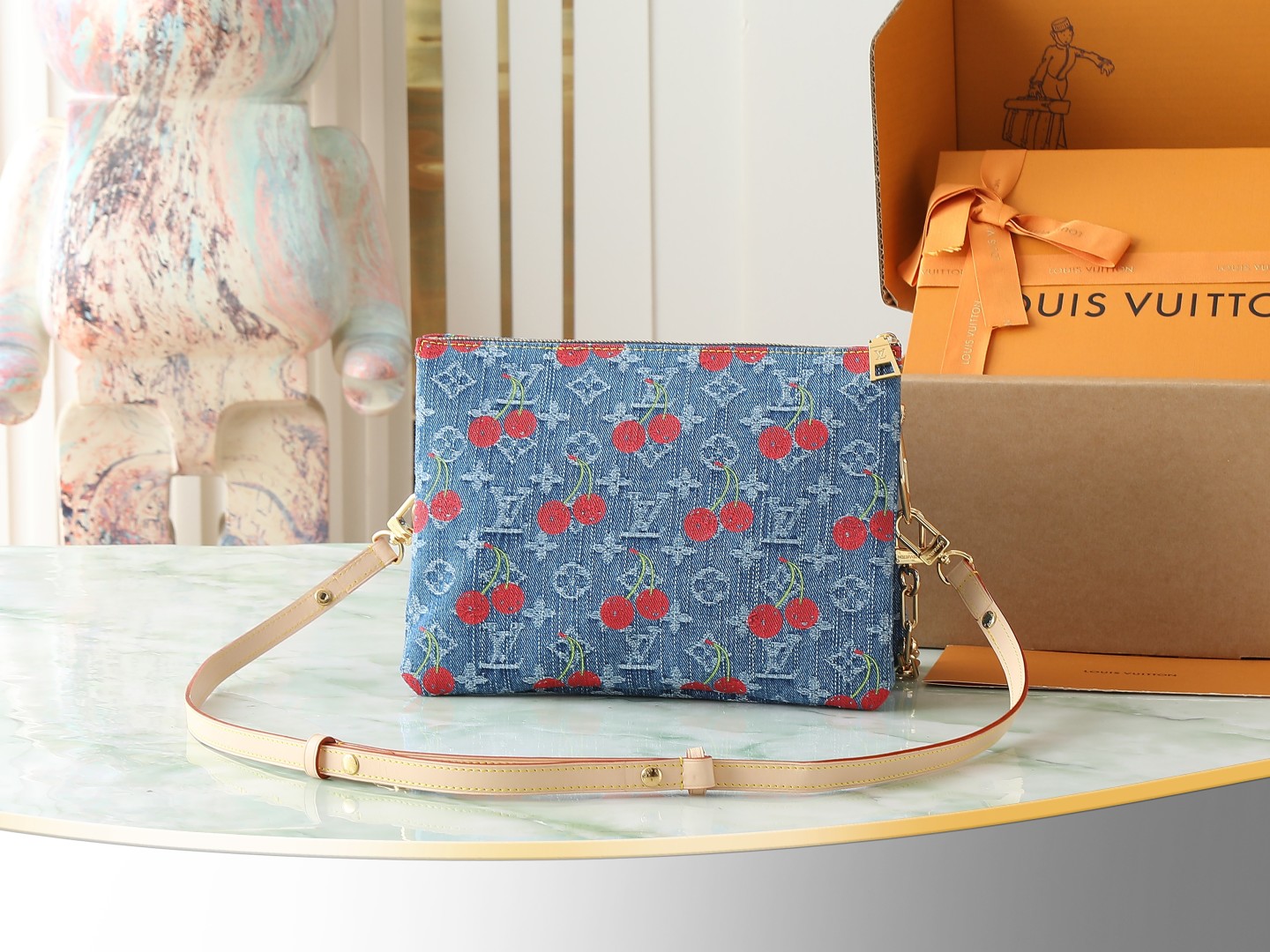 Lv X Tm Coussin Pm Bag Monogram Cherry Denim M14978