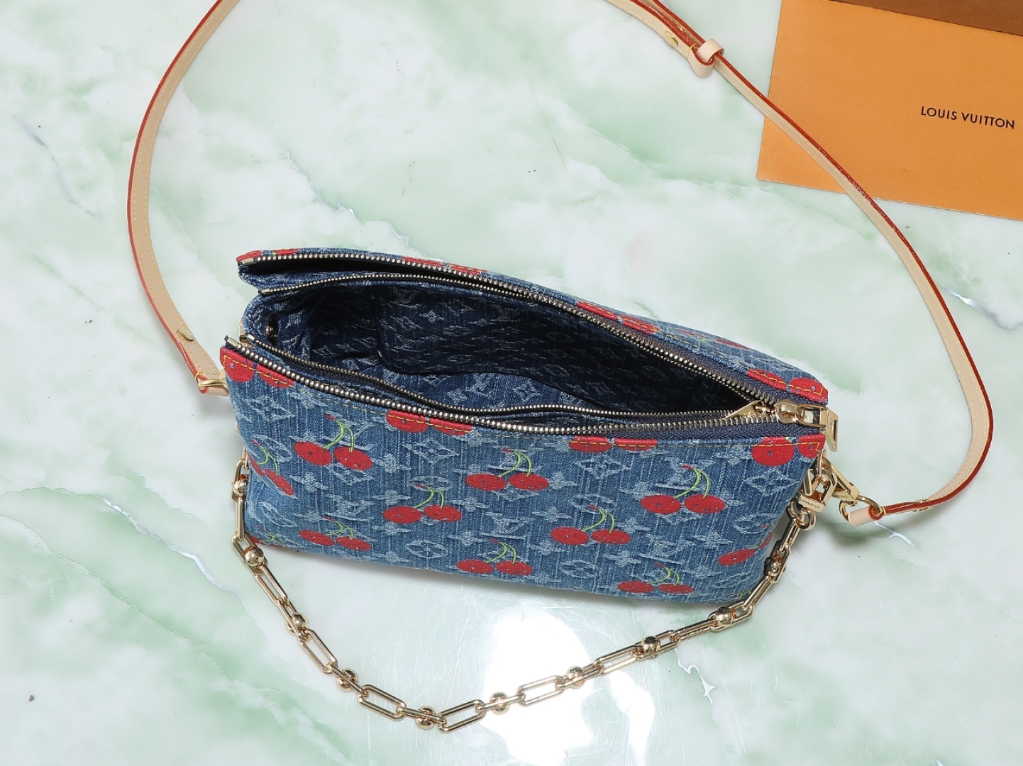 Lv X Tm Coussin Pm Bag Monogram Cherry Denim M14978