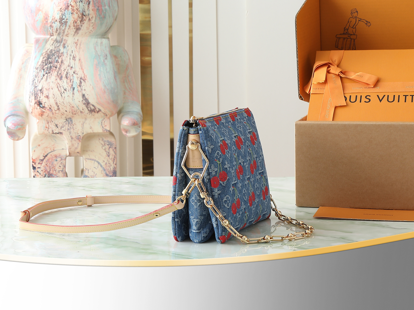 Lv X Tm Coussin Pm Bag Monogram Cherry Denim M14978