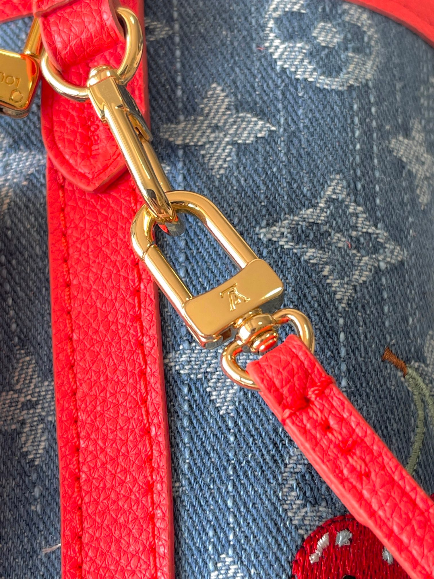Lv X Tm Neverfull Inside Out Bb Monogram Cherry Denim M14997