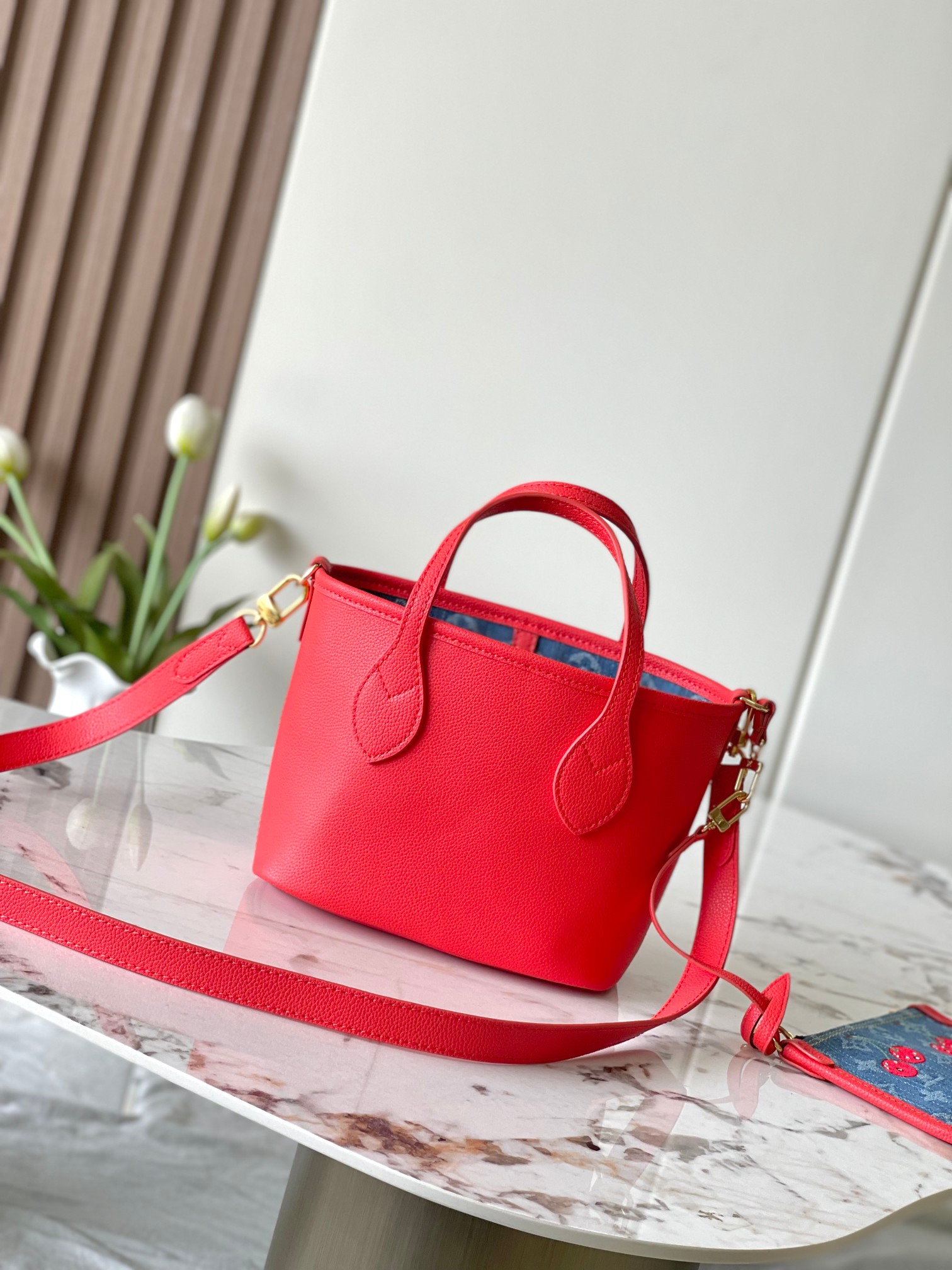 Lv X Tm Neverfull Inside Out Bb Monogram Cherry Denim M14997