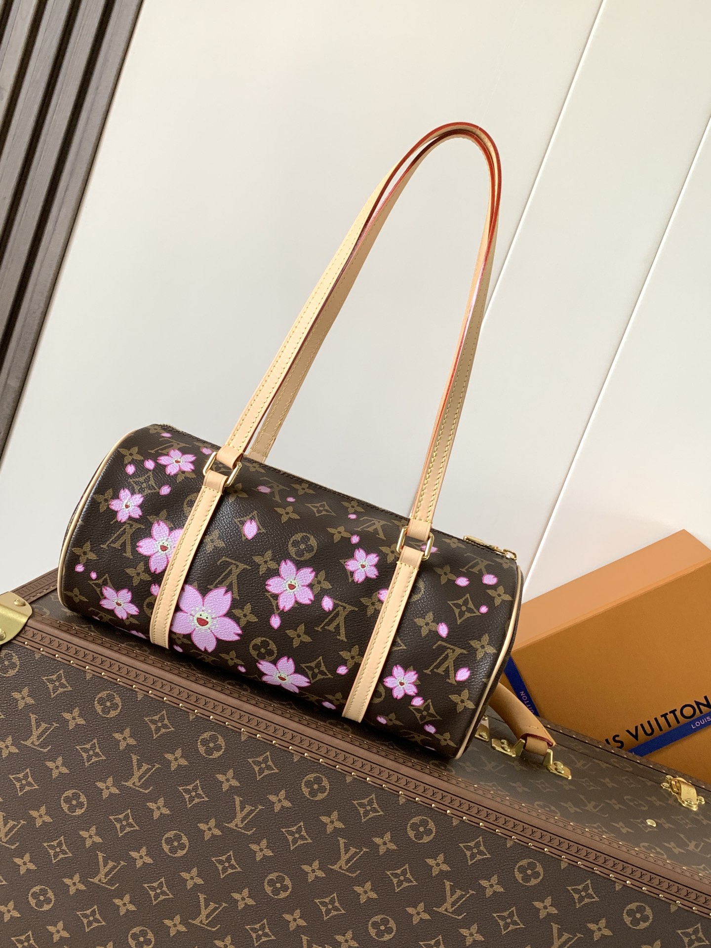Lv X Tm Papillon Bag Sakura Brown Cherry Blossom Monogram M13097