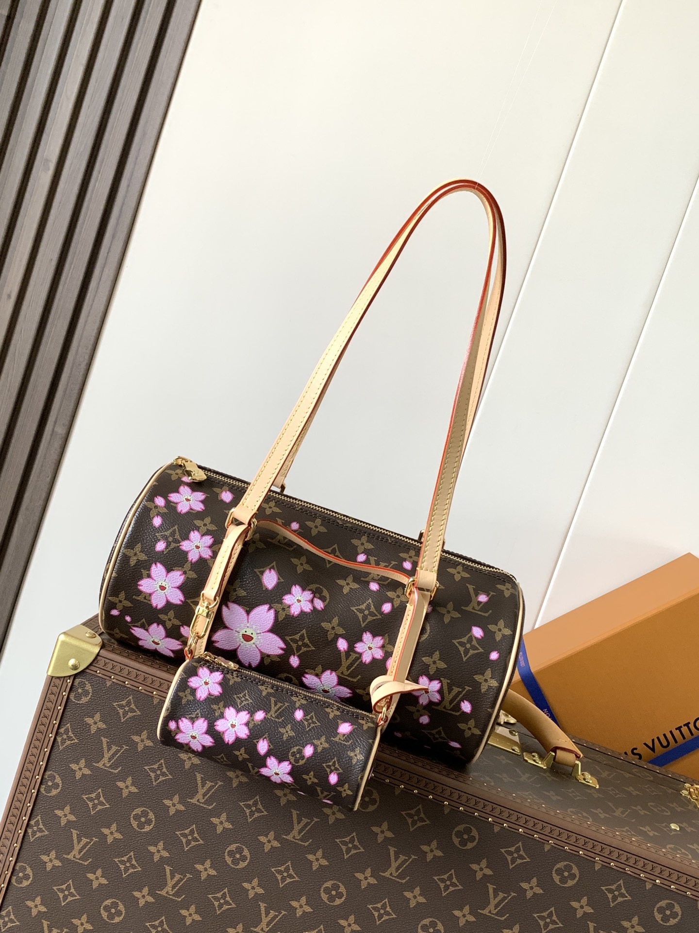 Lv X Tm Papillon Bag Sakura Brown Cherry Blossom Monogram M13097