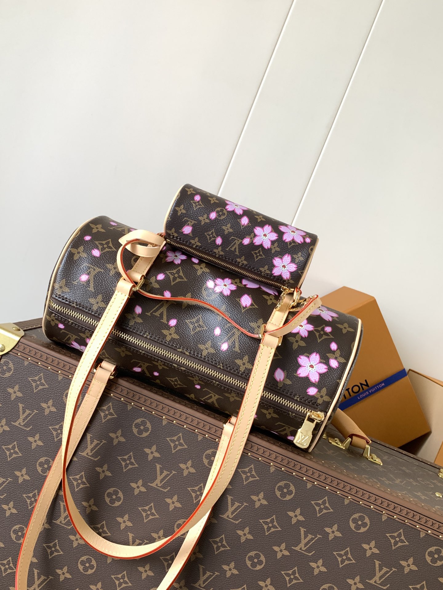 Lv X Tm Papillon Bag Sakura Brown Cherry Blossom Monogram M13097