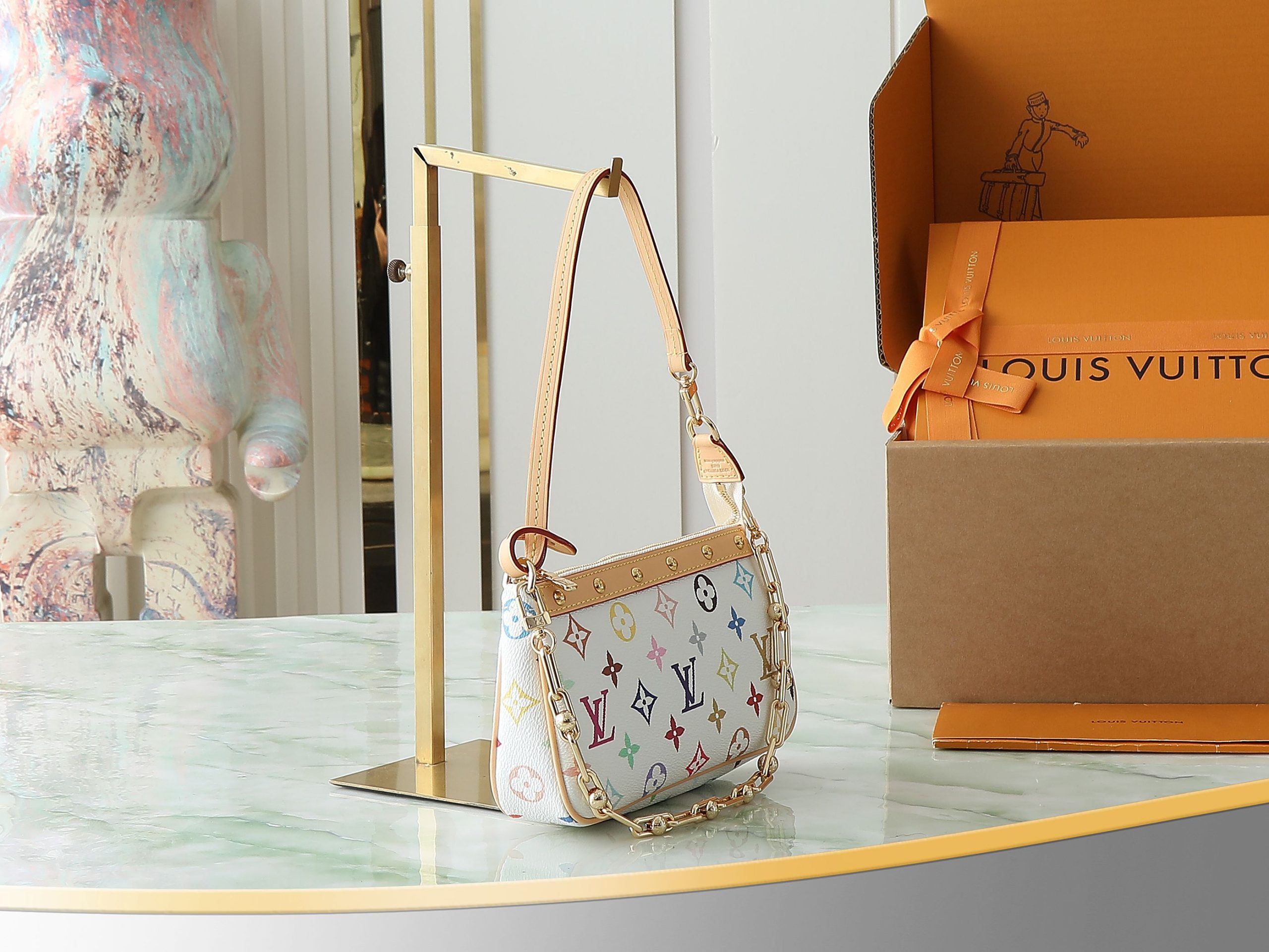 Lv X Tm Pochette Accessoires Monogram Multicolored White M13404