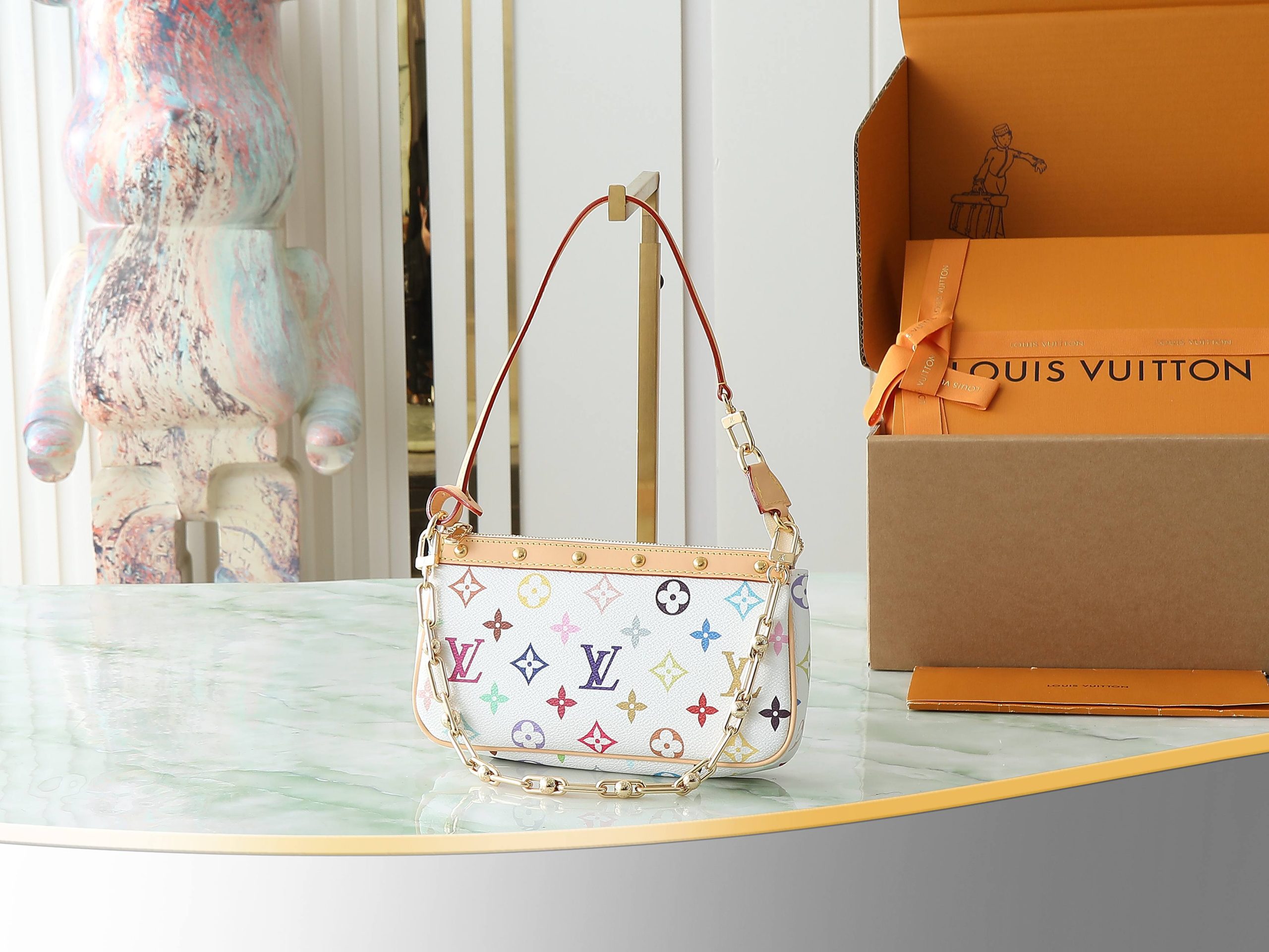 Lv X Tm Pochette Accessoires Monogram Multicolored White M13404