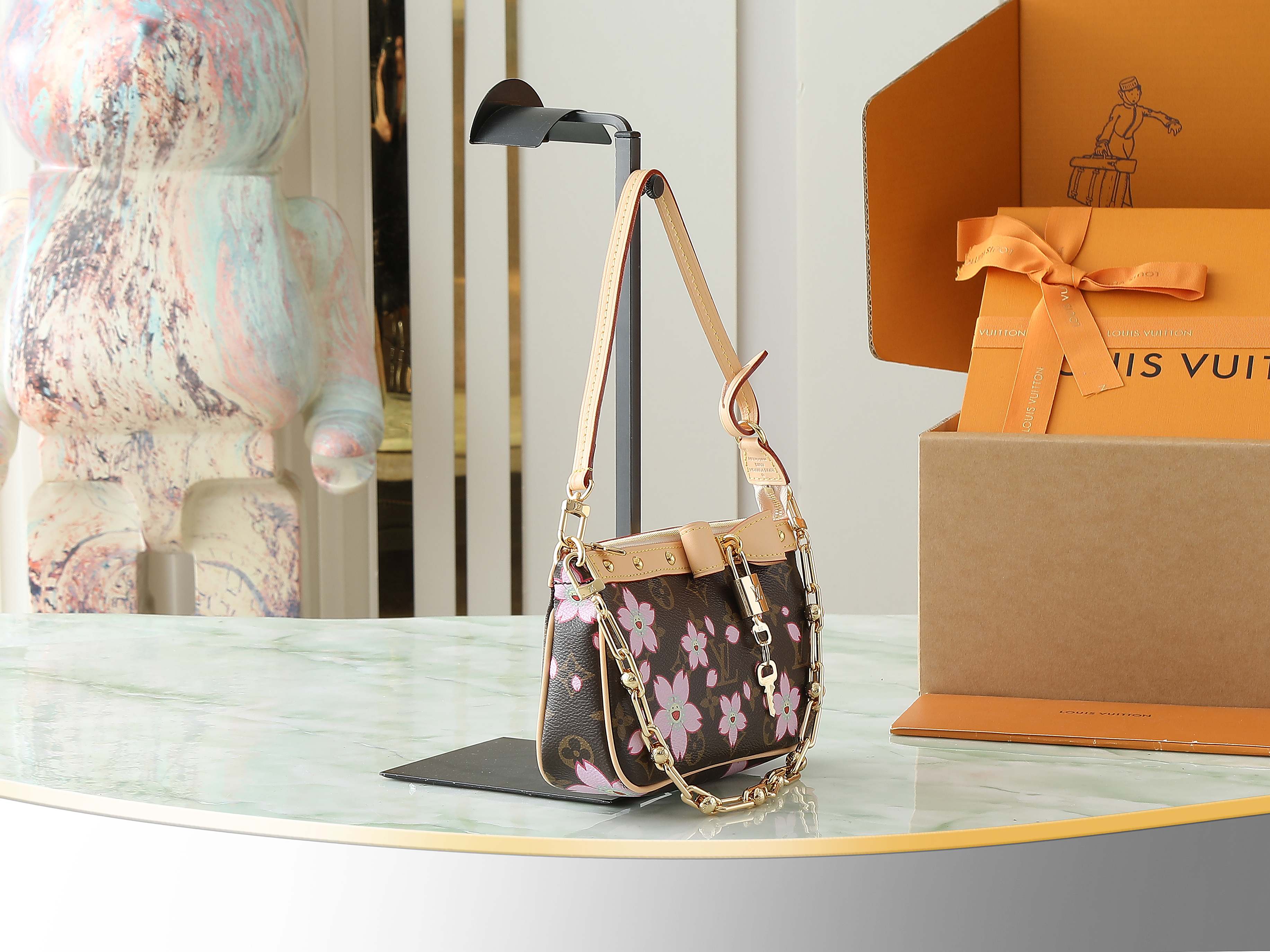 Lv X Tm Pochette Accessoires Monogram Sakura Brown Cherry Blossom M13666