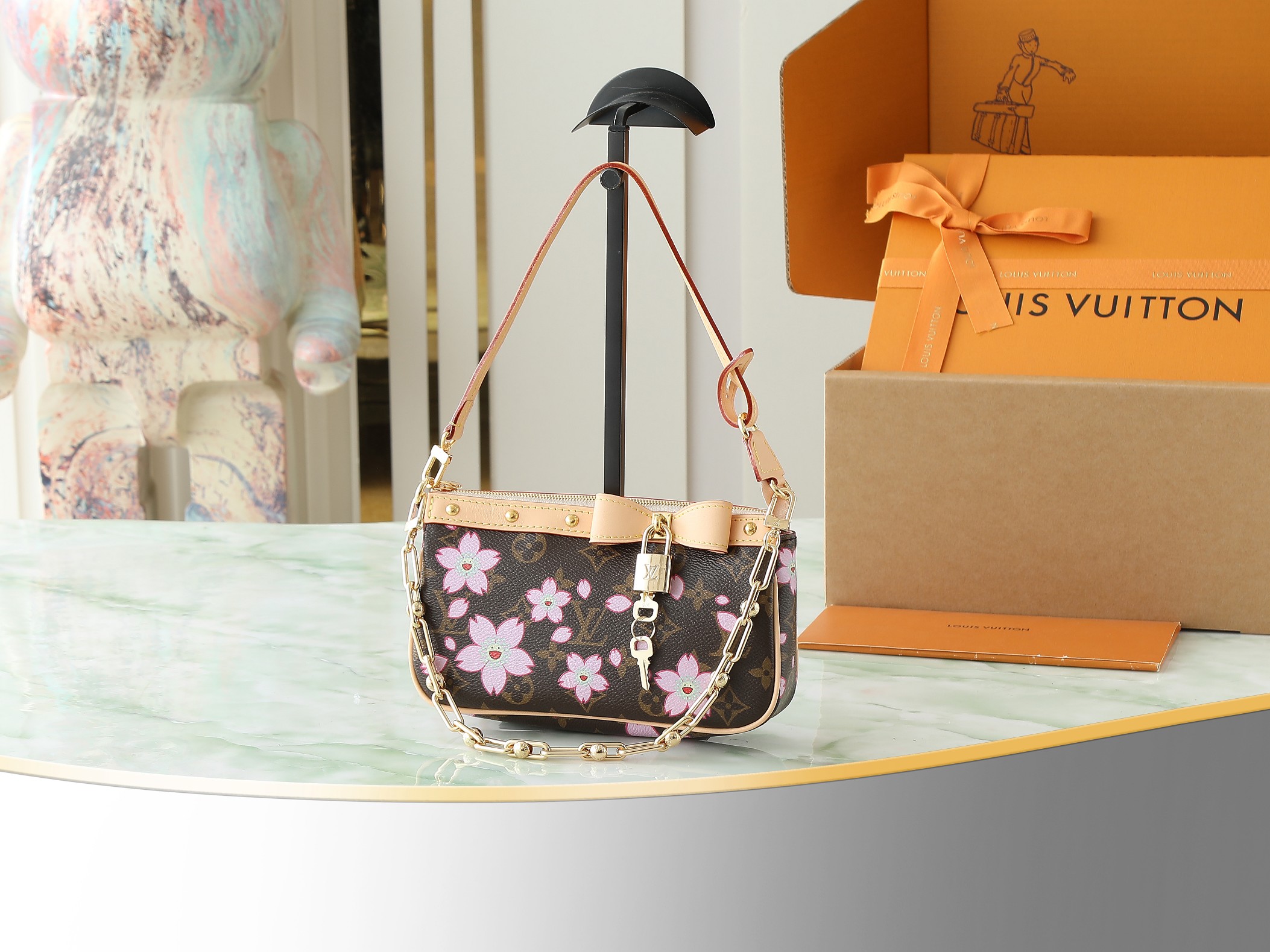 Lv X Tm Pochette Accessoires Monogram Sakura Brown Cherry Blossom M13666