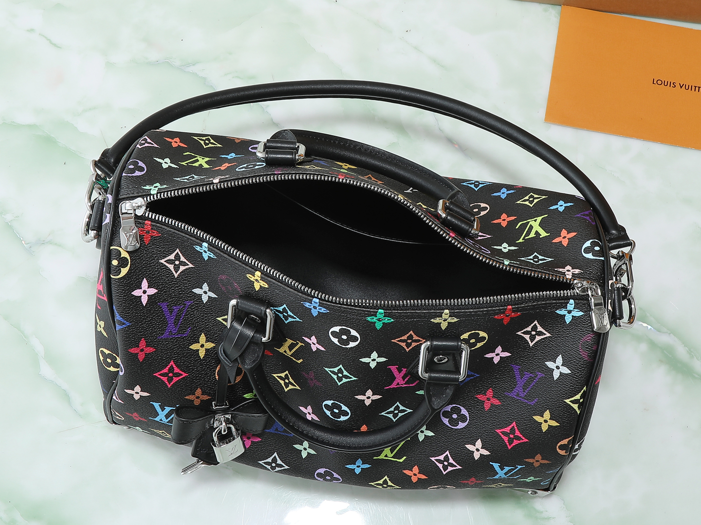 Lv X Tm Speedy Soft 30 Dark Monogram Multicolored Black M13257