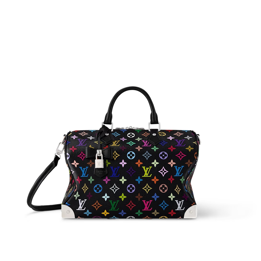 Lv X Tm Speedy Soft 30 Dark Monogram Multicolored Black M13257