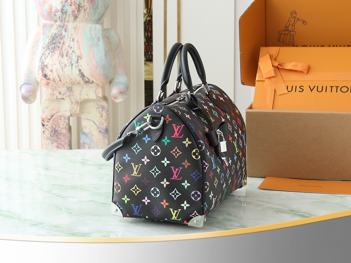 Lv X Tm Speedy Soft 30 Dark Monogram Multicolored Black M13257