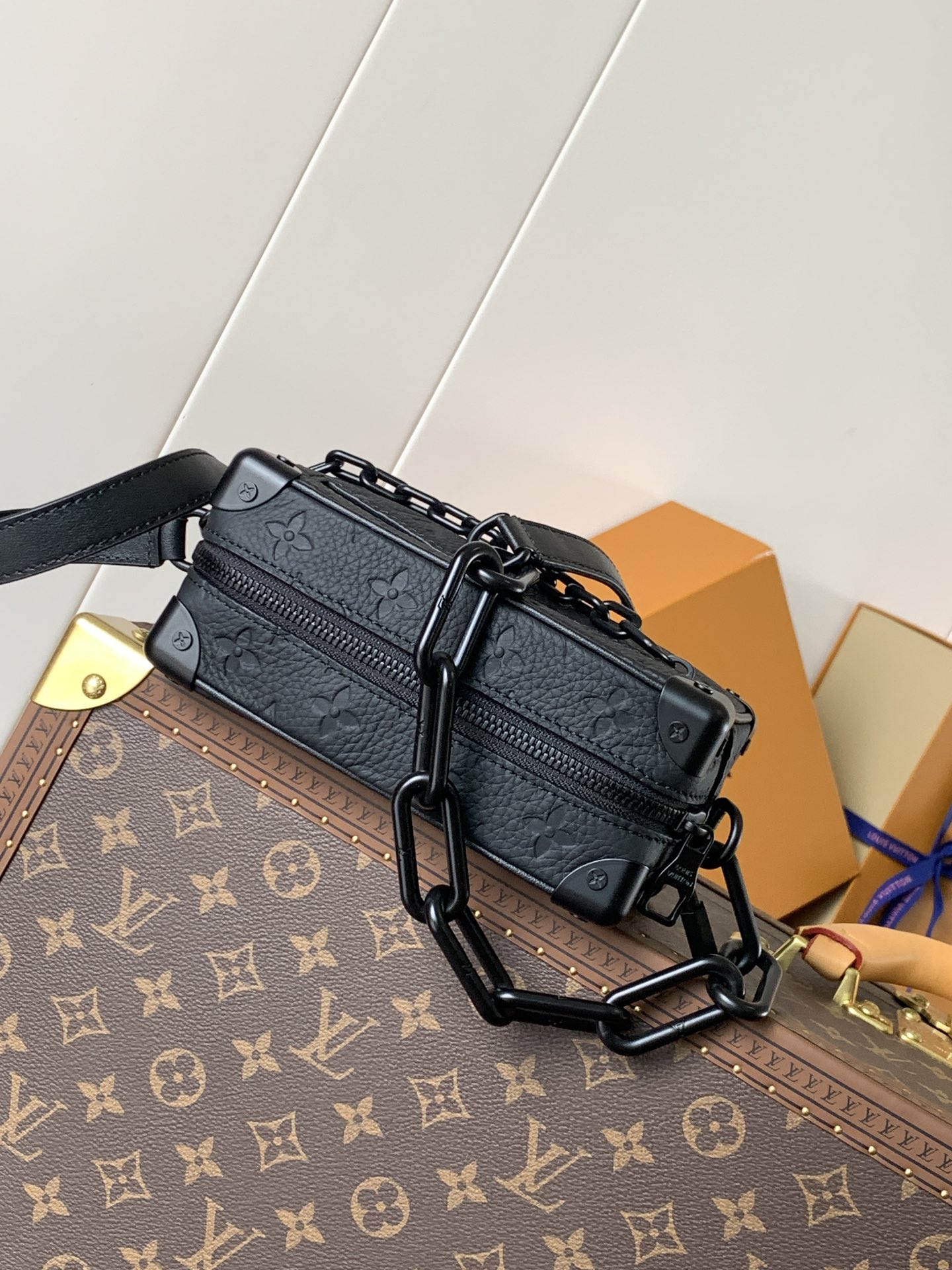 Mini Soft Trunk Bag Black Monogram Taurillon M55702