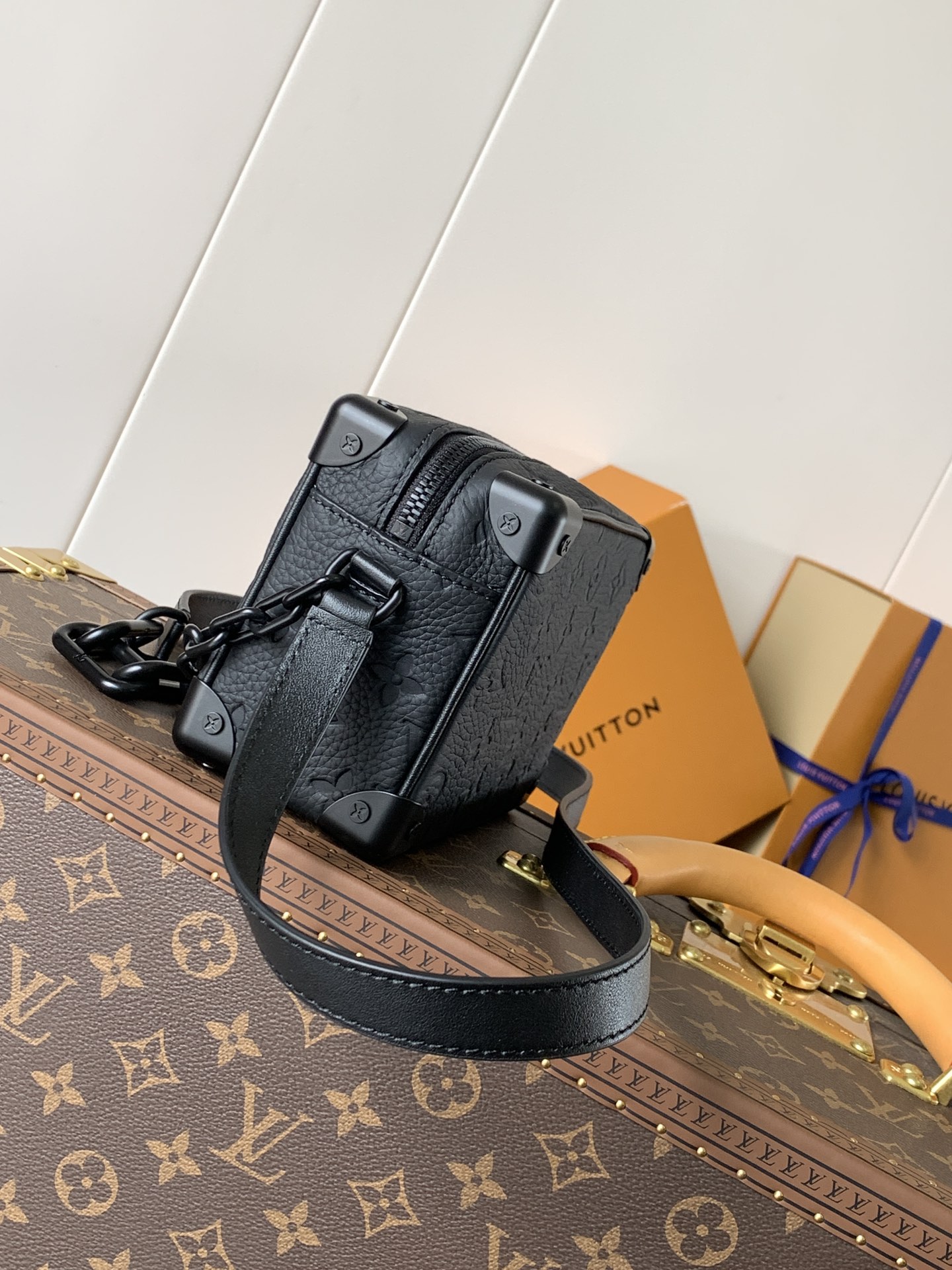 Mini Soft Trunk Bag Black Monogram Taurillon M55702