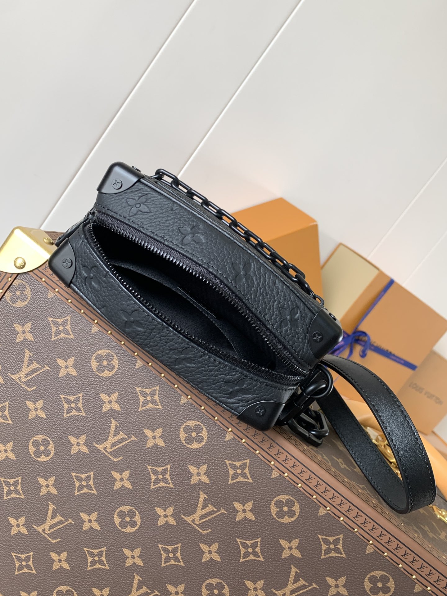 Mini Soft Trunk Bag Black Monogram Taurillon M55702