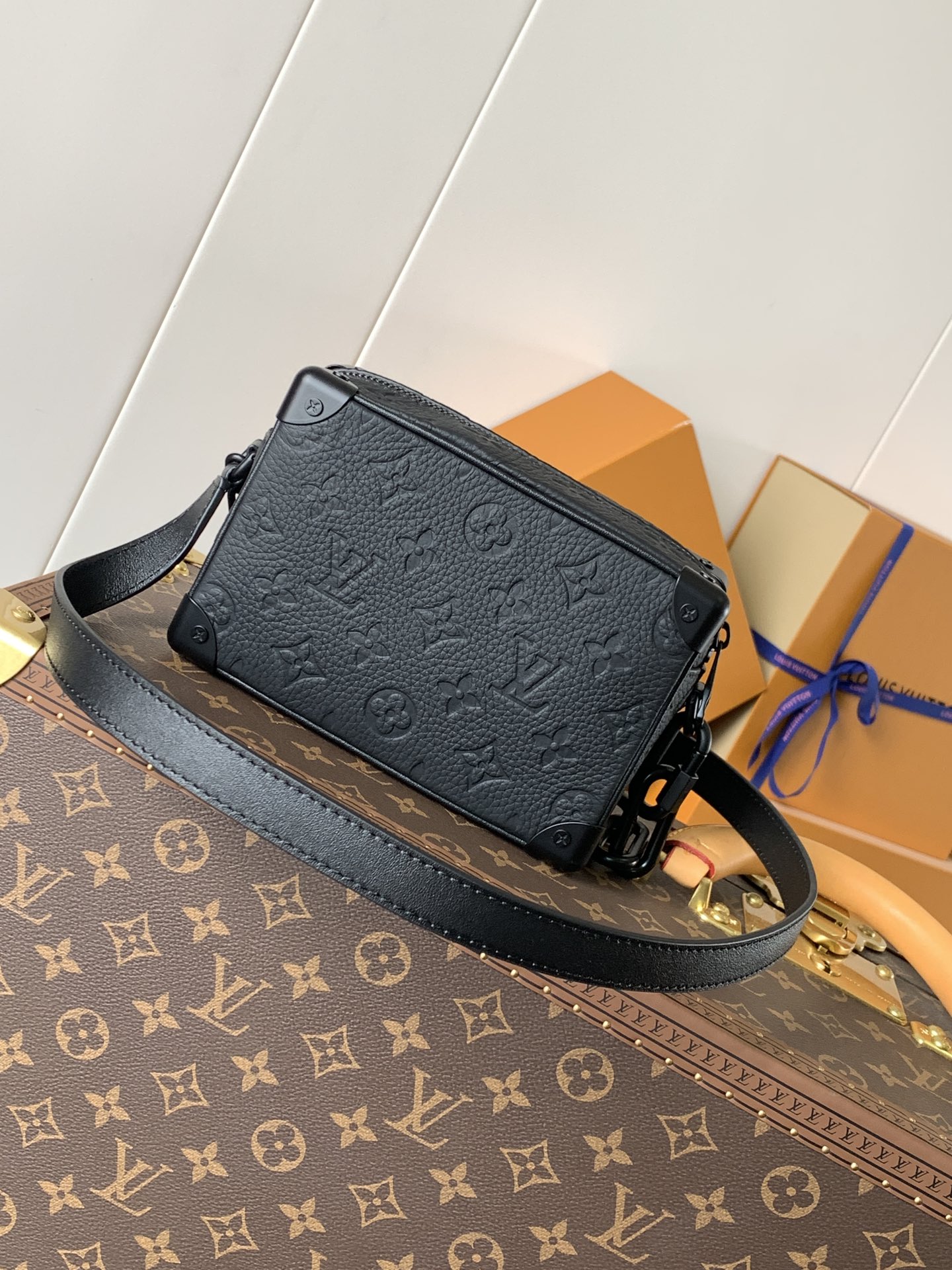 Mini Soft Trunk Bag Black Monogram Taurillon M55702