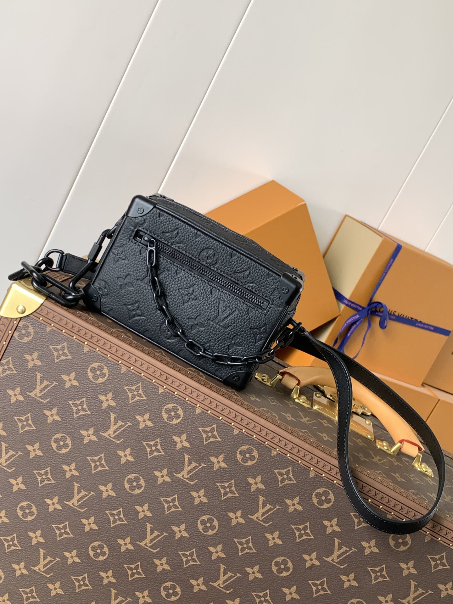 Mini Soft Trunk Bag Black Monogram Taurillon M55702