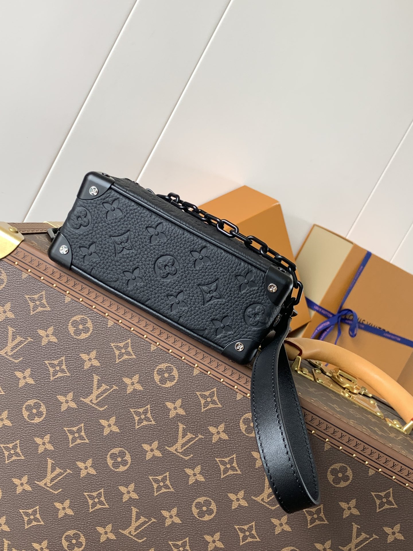 Mini Soft Trunk Bag Black Monogram Taurillon M55702