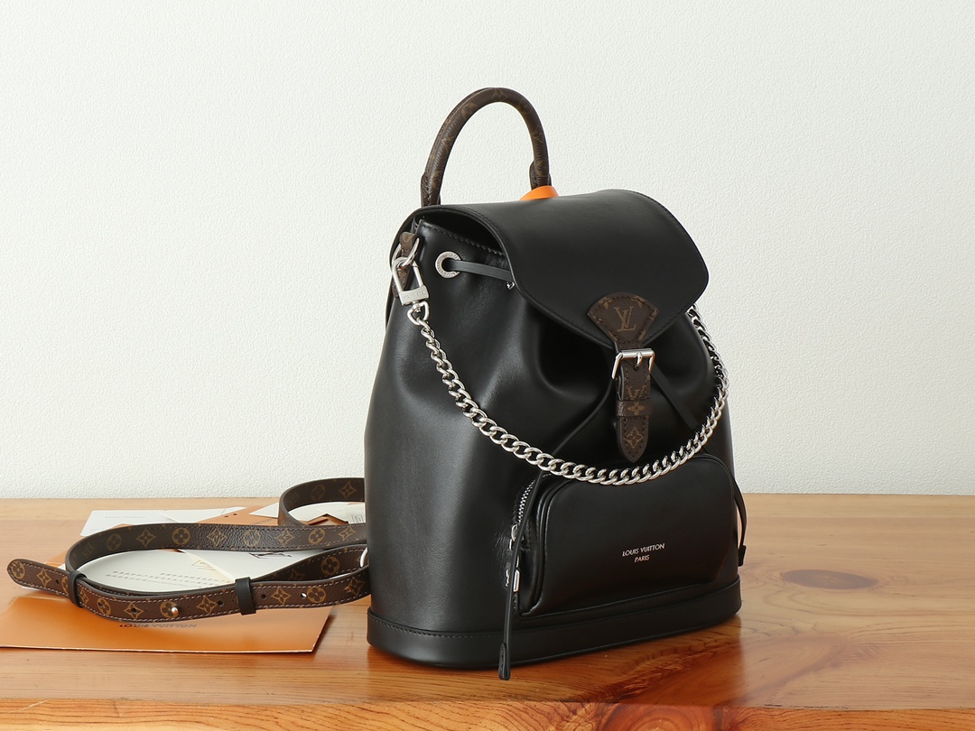 Montsouris Vibe Pm Backpack Black Lambskin Leather M12587