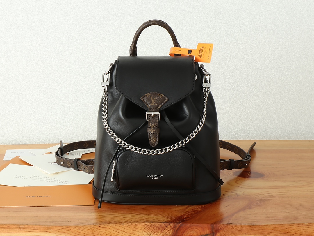 Montsouris Vibe Pm Backpack Black Lambskin Leather M12587