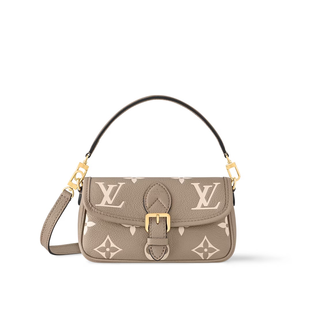 Nano Diane Bicolor Monogram Empreinte Leather Bag Tourterelle Beige / Cream M83300