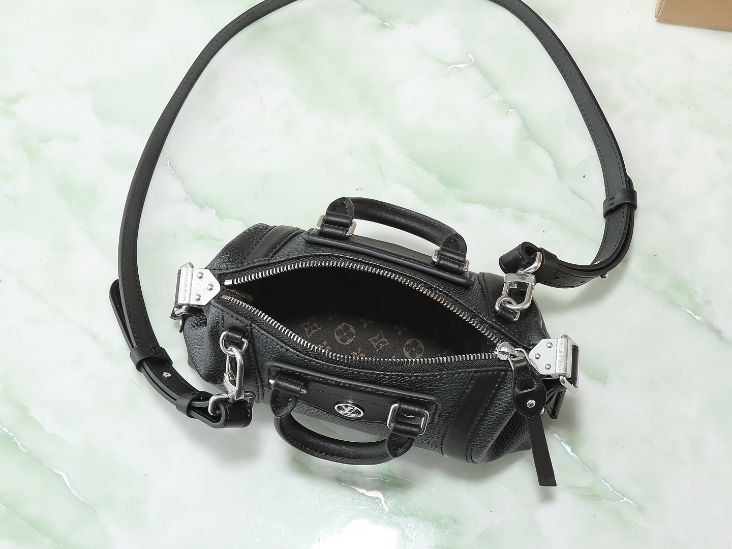 Nano Lv Biker Bag Black Lambskin M14623