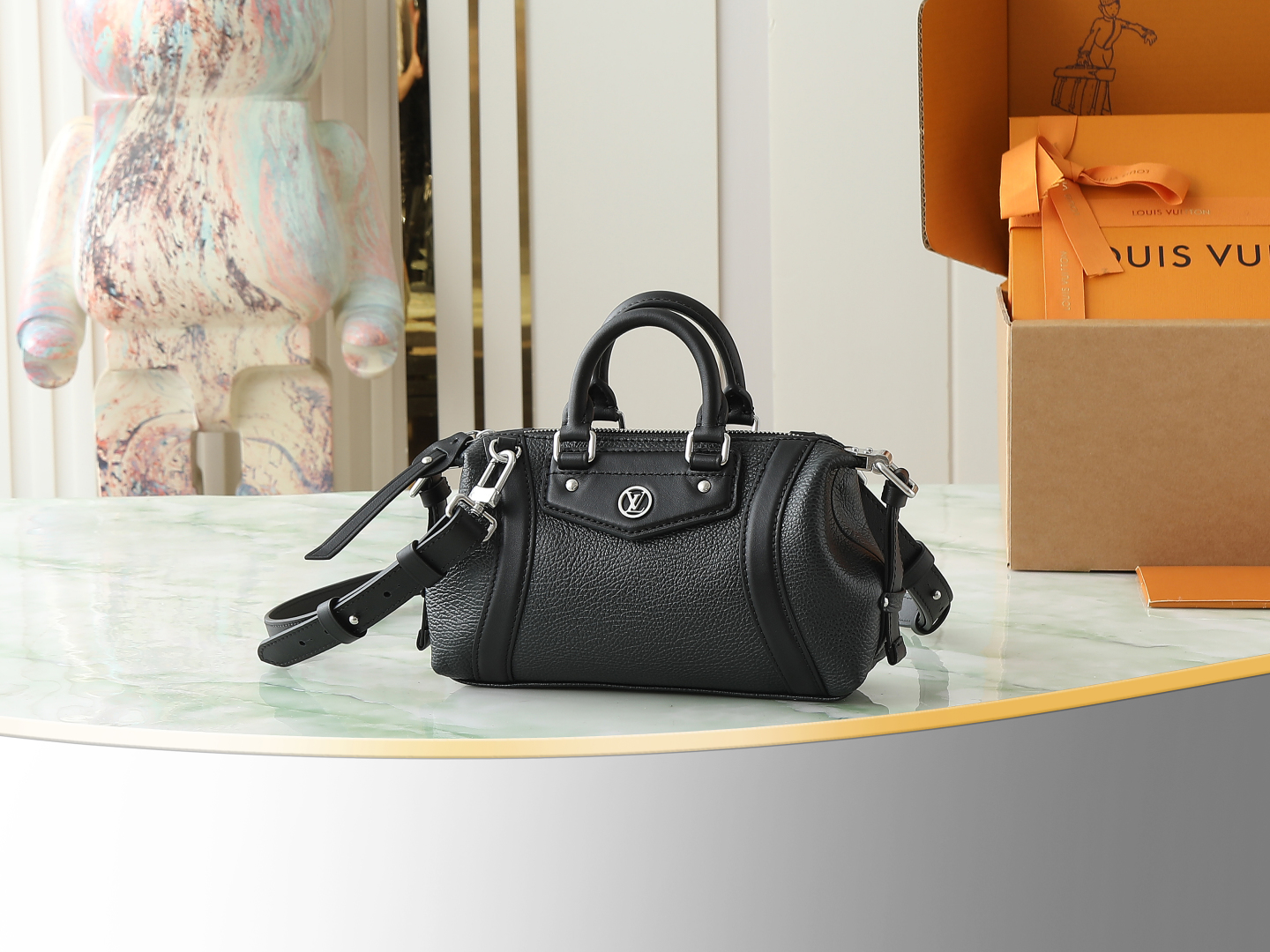 Nano Lv Biker Bag Black Lambskin M14623