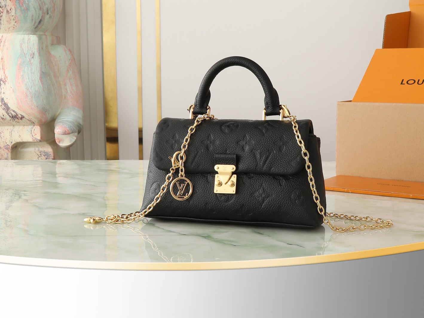 Nano Madeleine Handbag Monogram Empreinte Leather Black M12144