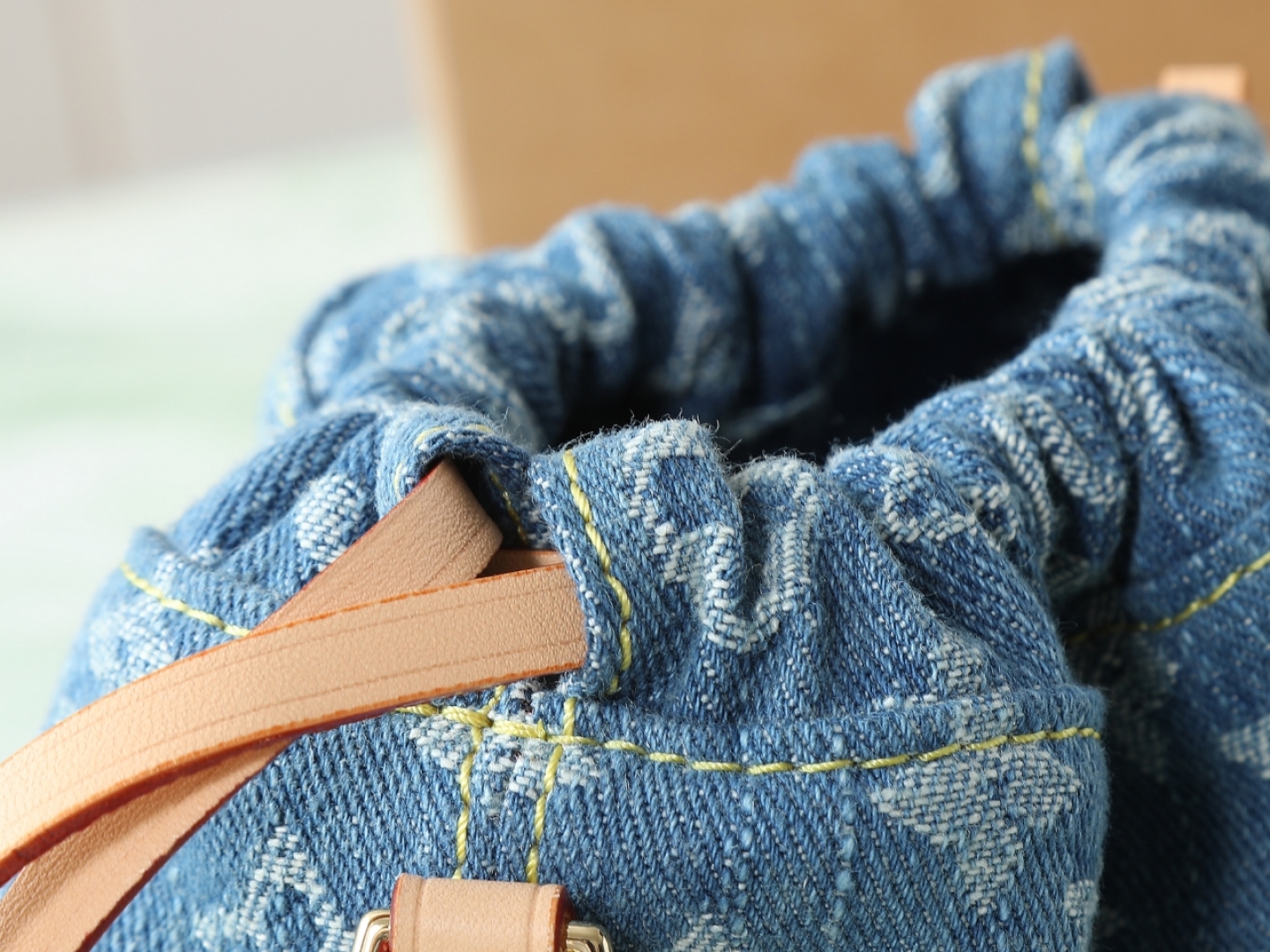 Nano Noé Bucket Bag Monogram Denim Blue Denim Blue