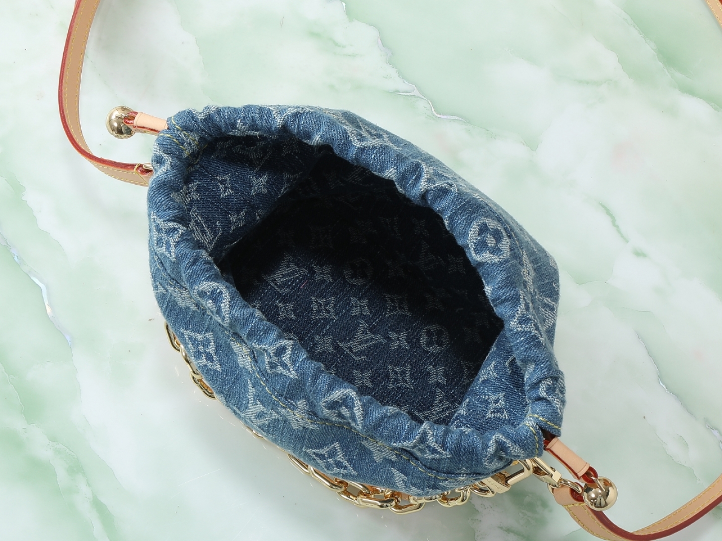 Nano Noé Bucket Bag Monogram Denim Blue Denim Blue