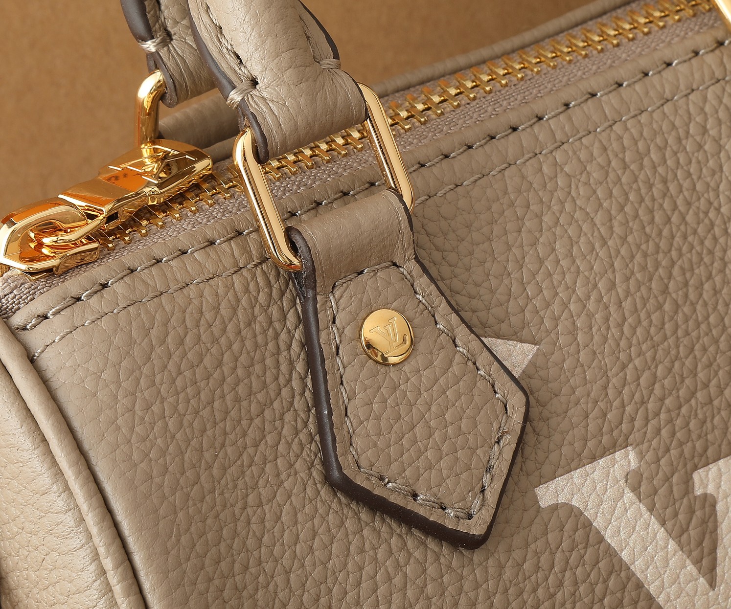 Nano Speedy Bicolor Monogram Empreinte Bag Tourterelle Gray / Cream M82890