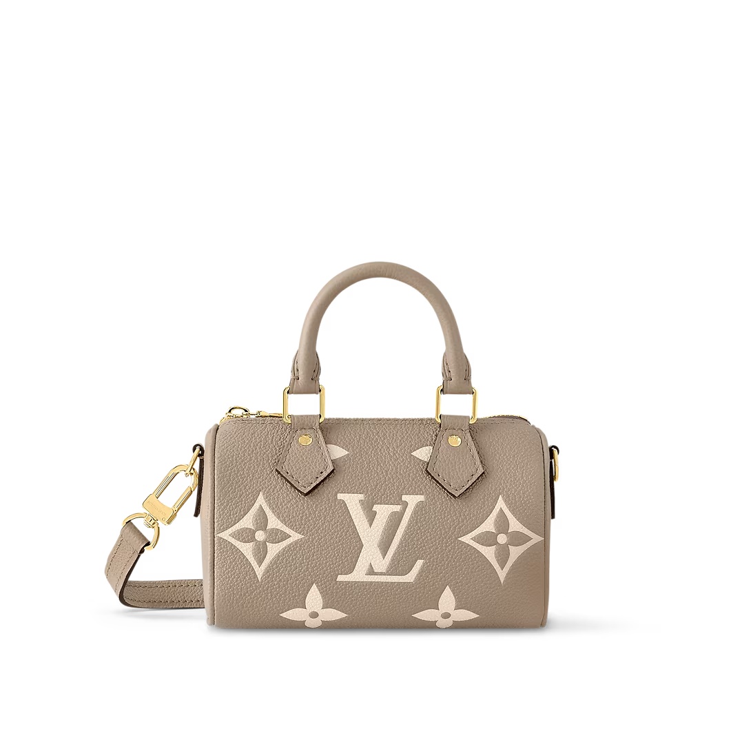 Nano Speedy Bicolor Monogram Empreinte Bag Tourterelle Gray / Cream M82890