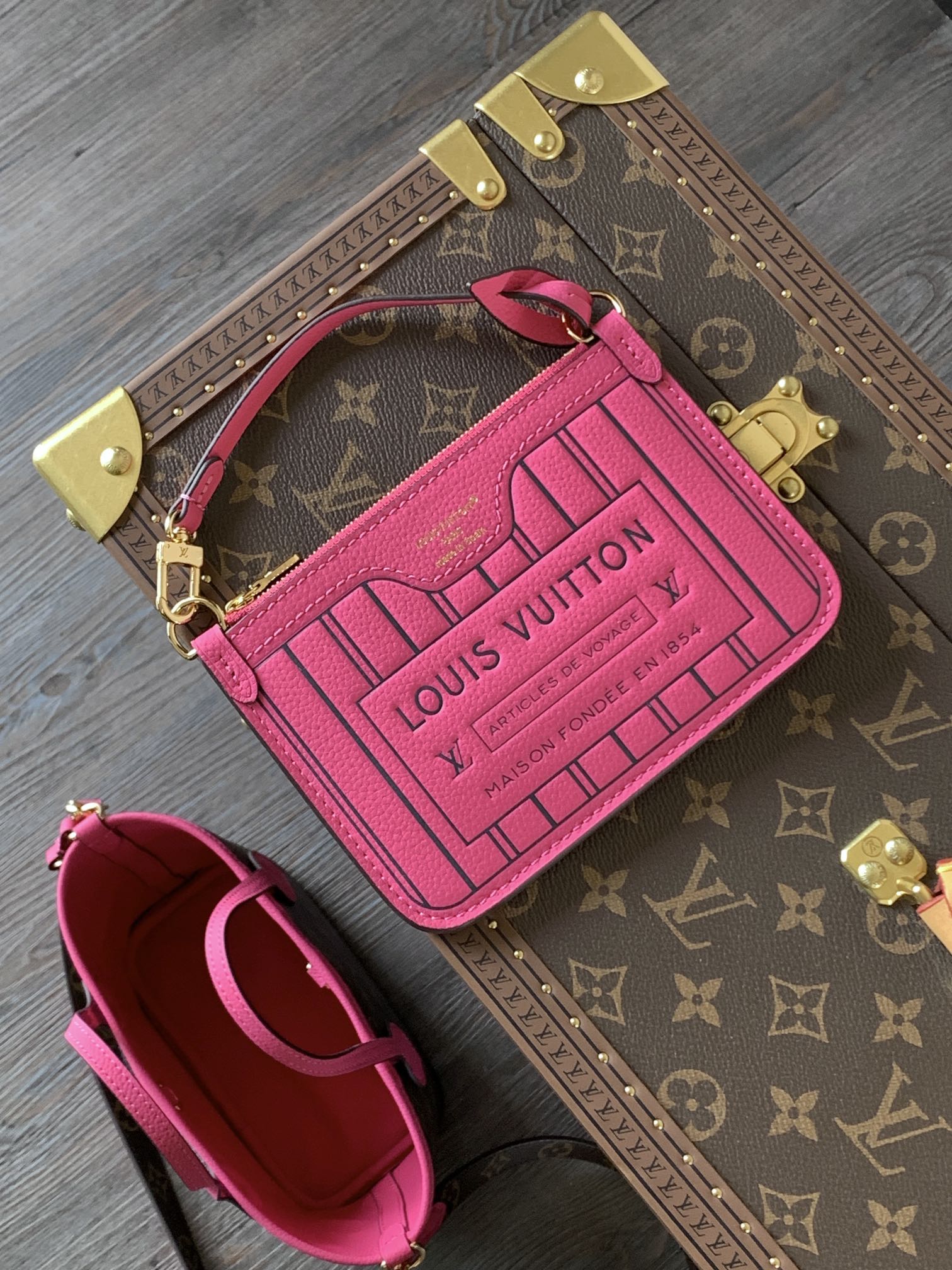 Neverfull Bandoulière Inside Out Bb Rose Pondichery M12106