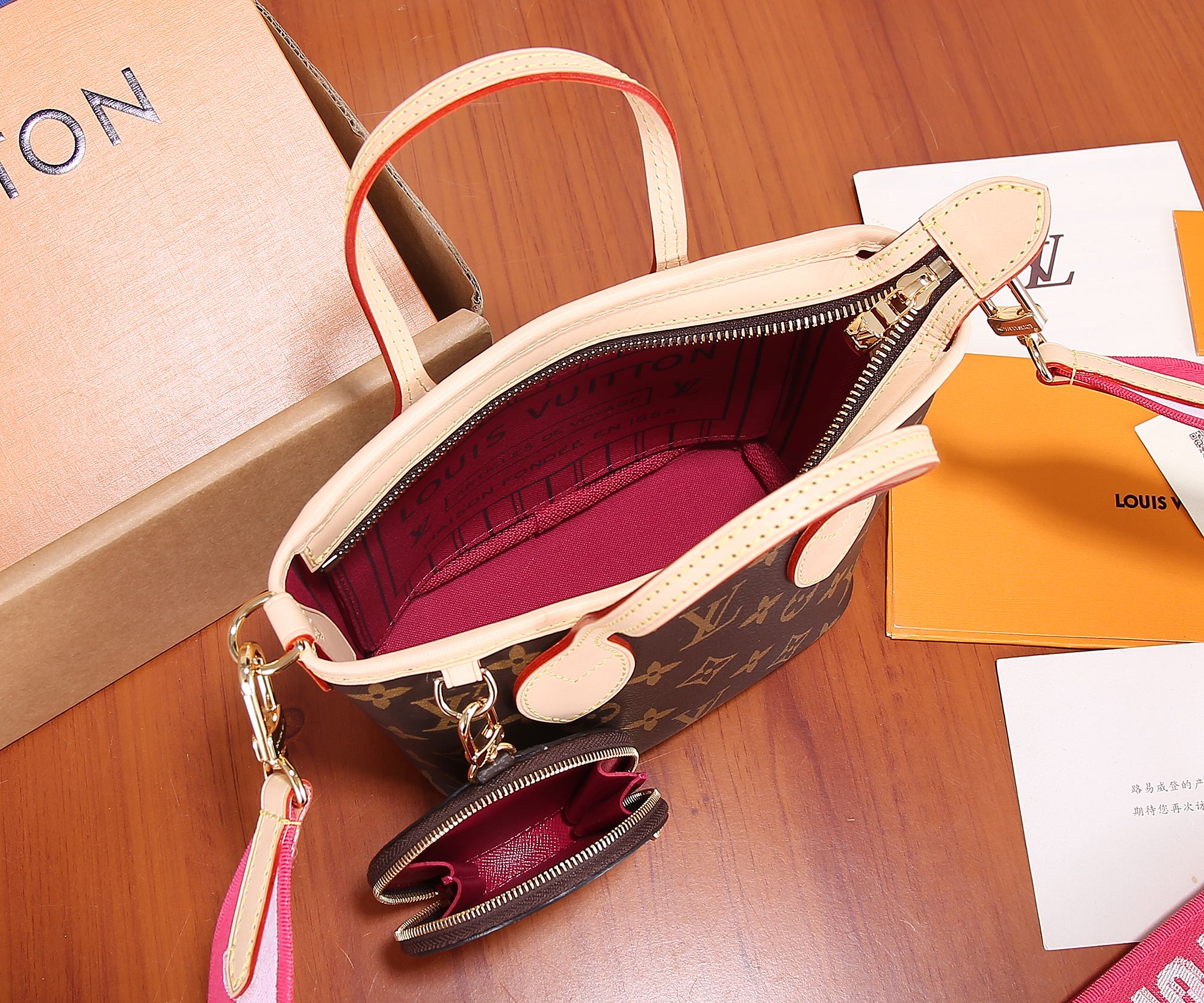 Neverfull Bb Pink Peony Small Size Tote M46786