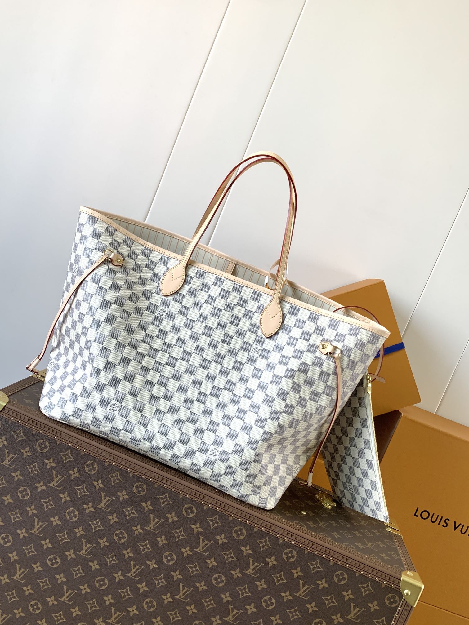 Neverfull G Beige Damier Azur Large Size Beige Tote N40602